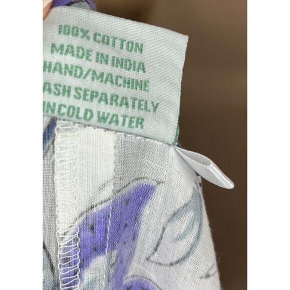 JULIA AMORY Sz S Small Aegean Chintz Maxi Shirt Dress Cotton Purple Blue Floral - Picture 4 of 12